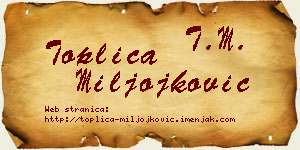 Toplica Miljojković vizit kartica